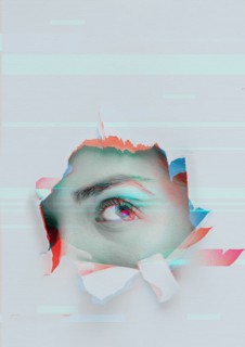 Hole wall with glitched eye