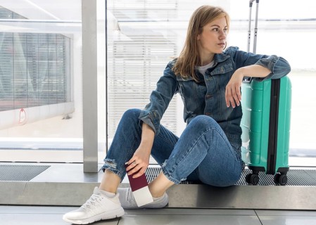 Woman waiting her flight