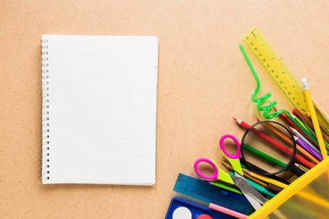Lay out stationery supplies school