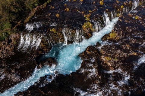 Bruarfoss waterfall in summer