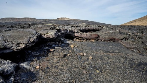 Fagradalsfjall volcano and cooled lava