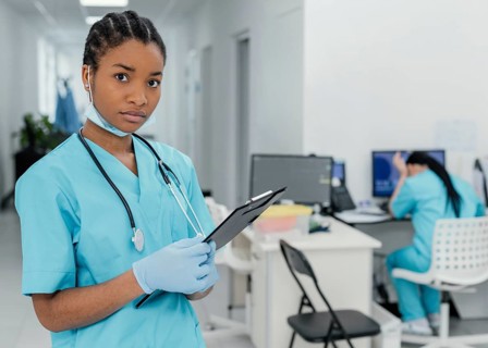 Medium shot health workers hospital