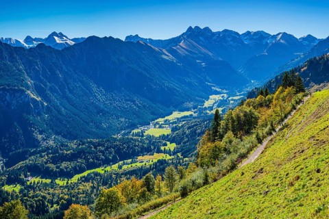 Mountain panorama from Soellereck into Stillachtal