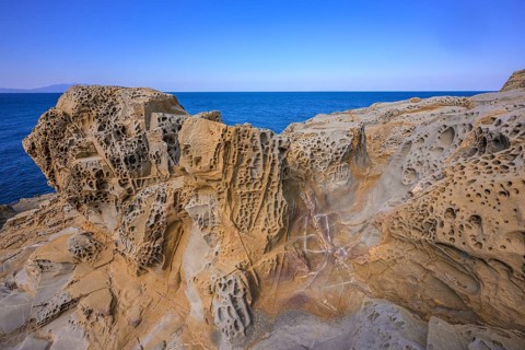 Bizarre rock formations in the Buca delle Fate