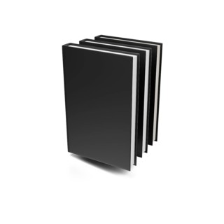 Blank mockup of 3 black books isolated on a white background