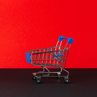 Little empty shopping trolley