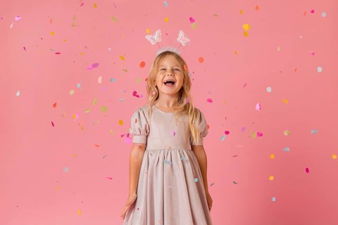 Adorable little girl costume with confetti