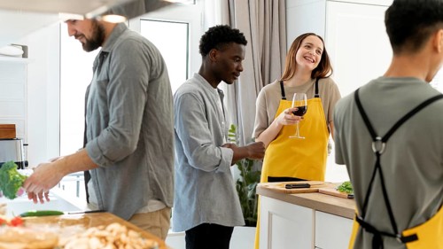 Close up people kitchen