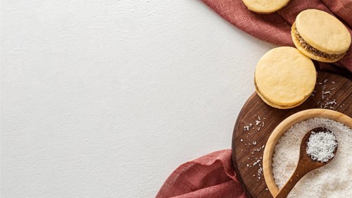 Top view alfajores coconut concept