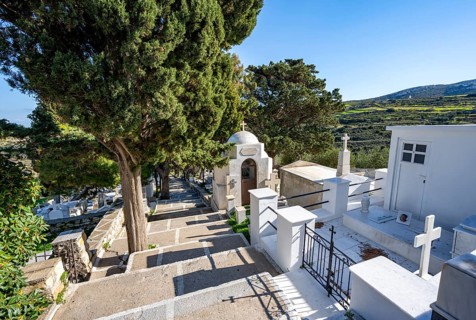 White graves at the cemetery of Lefkes