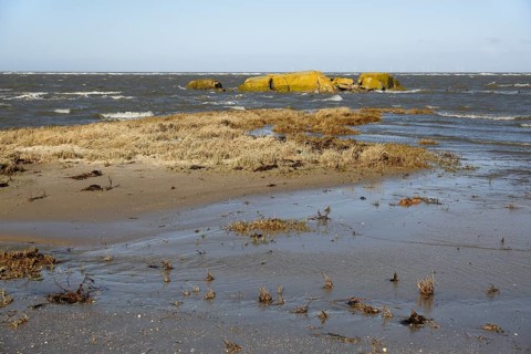 Remains of a World War II bunker on the island of Minsener Oog