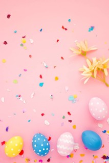 Set easter eggs bright confetti