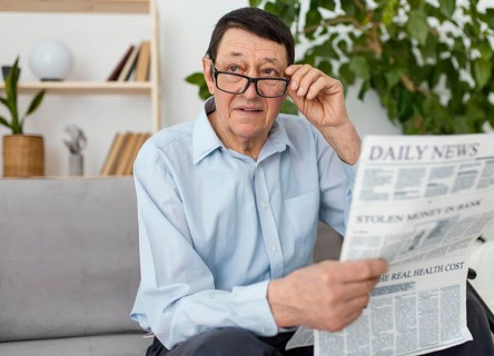 Medium shot man holding newspaper