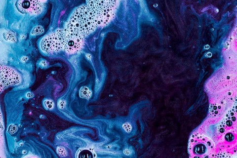 Detergent azure liquid with foam
