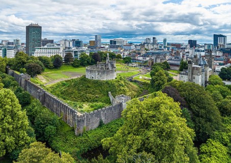 Cardiff Castle from a drone