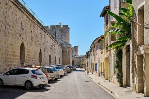 Street and city wall of Aigues-Mortes