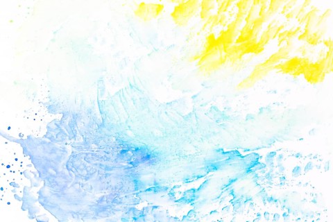 Abstract splashes yellow turquoise paint