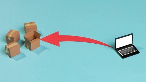 High angle boxes toy laptop