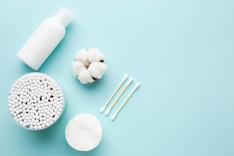 Cotton personal hygiene products top view