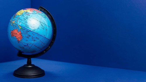 Front view earth globe with copy space
