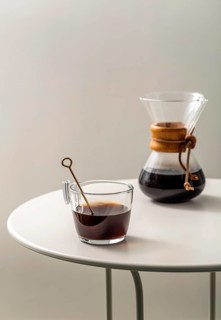 Coffee cup table with chemex copy space