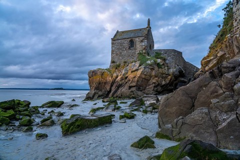 Chapel Saint Aubert at the monastery mountain Mont Saint-Michel