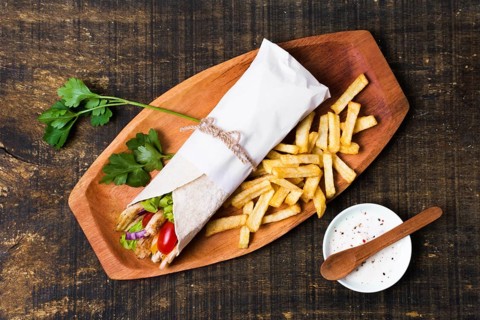Arabic kebab sandwich parsley