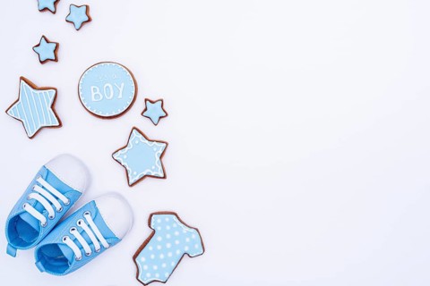 Top view cute little babyboy accesories
