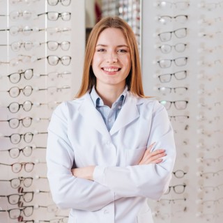 Portrait friendly female optometrist