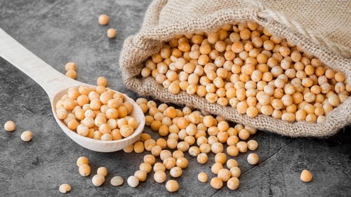 High angle chickpeas beans concept