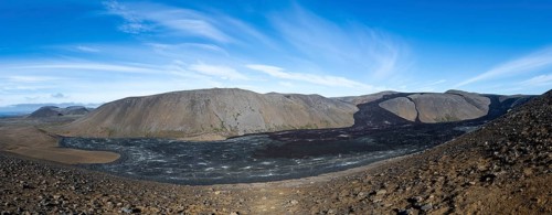 Fagradalsfjall volcano and cooled lava