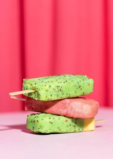 Close up stacked popsicles