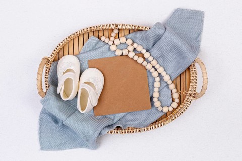Top view cute little baby boy accessories