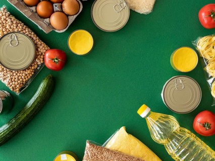 Top view bunch fresh food donation