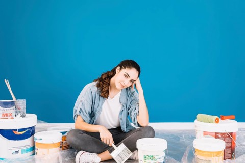 Paint concept with friendly woman