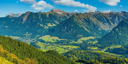 Mountain panorama from Soellereck to Stillachtal and Oberstdorf