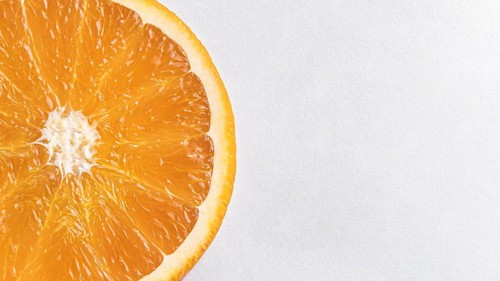 Flat lay orange slices with copy space