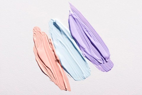 Top view pastel paint brush strokes surface