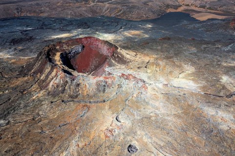 Fagradalsfjall volcano and cooled lava