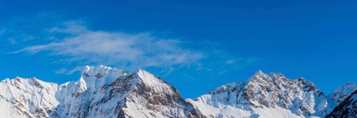 Mountain panorama in winter from Untere Lugenalpe
