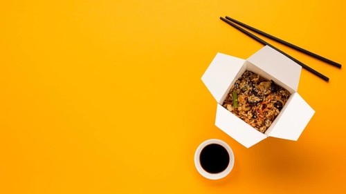 Copy space with cooked chinese dish