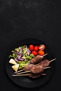 Delicious arabic fast food meat skewers