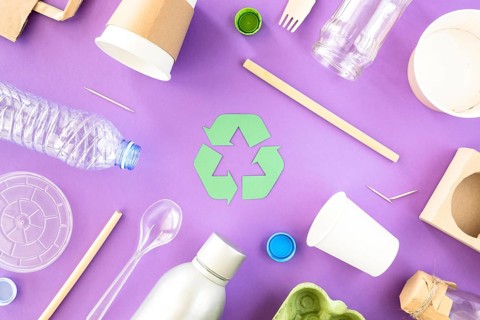 Top view collection plastic carton waste