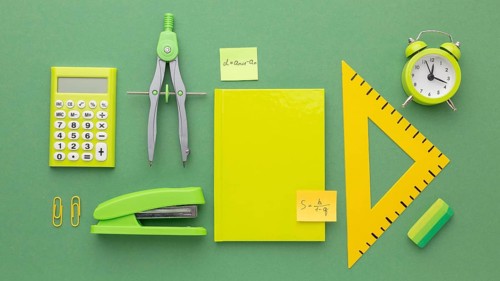 Top view composition school supplies