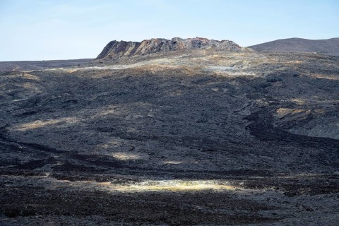 Fagradalsfjall volcano and cooled lava