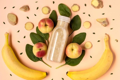 Top view detox drink with bananas