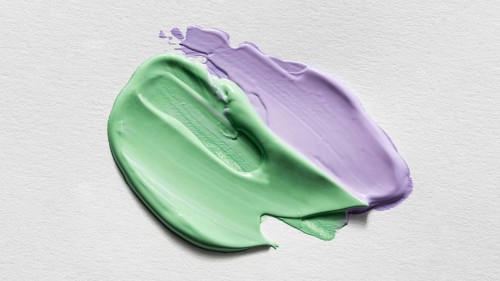 Top view multicolored abstract paint brush strokes surface