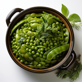 Pea soup with sausage and bread