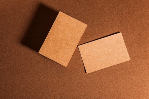 Top view cardboard business cards