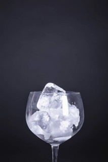 Empty glass with ice